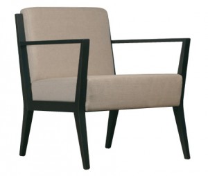 Cinquanta C509 Single Lounge. Fabric Seat And Back. Open Arm. Stained Frame. Any Fabric Colour